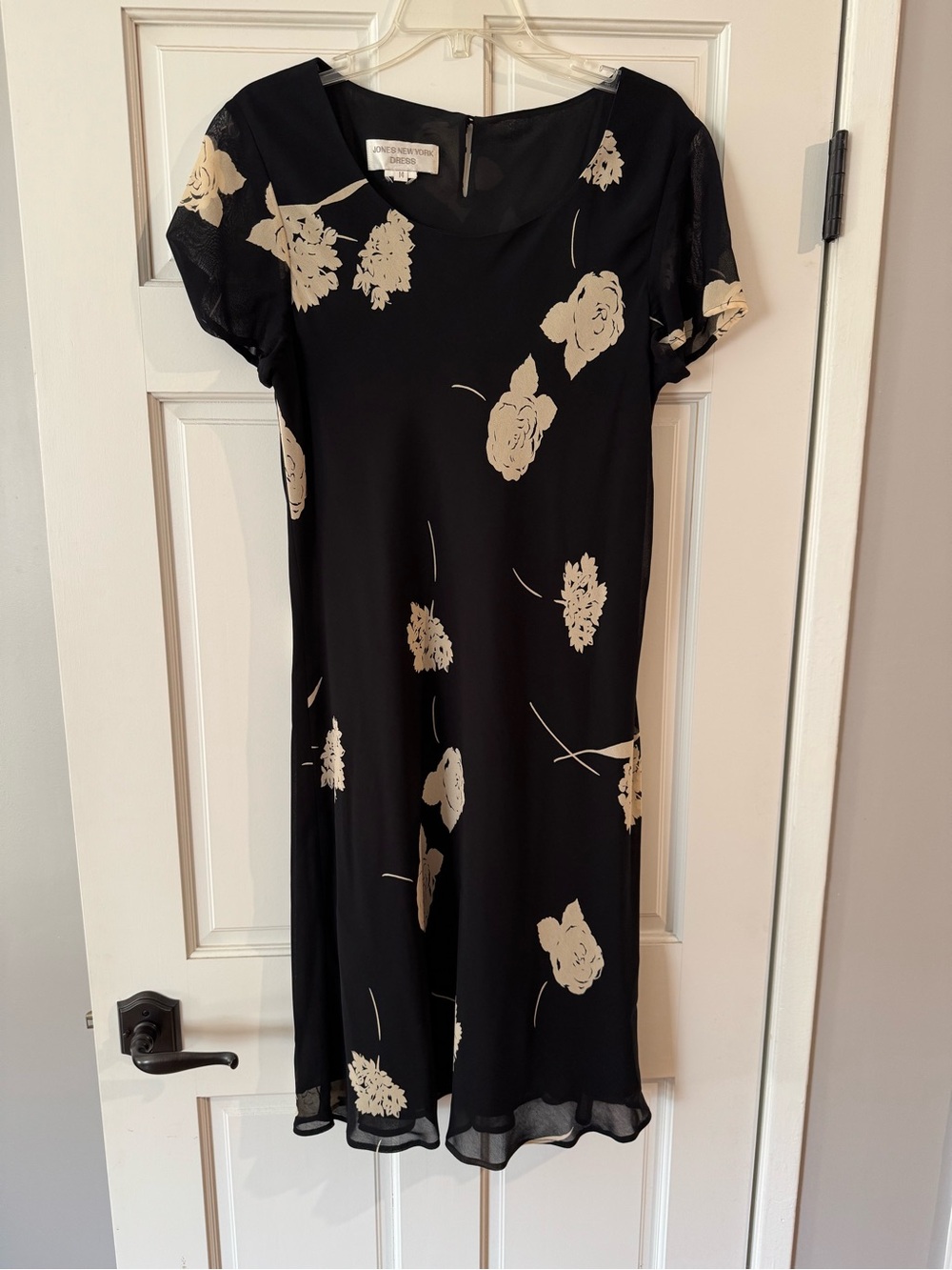 Jones New York Black Dress with Cream Floral Print